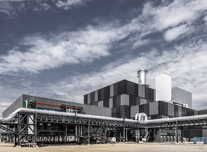 Modernes Vattenfall Gas-und Dampfturbinen Heizkraftwerk Berlin Marzahn 2020