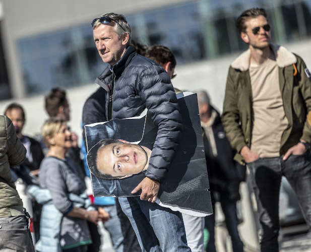 Opening Tesla Gigafactory 4, supporter Martin Wrobel, enthusiastic fan of Elon Musk. Grünheide Berlin Germany. March 2022