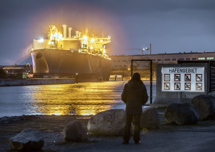 Floating Liquified Natural Gas LNG Terminal Neptune. Lubmin Harbour, Germany January 2023