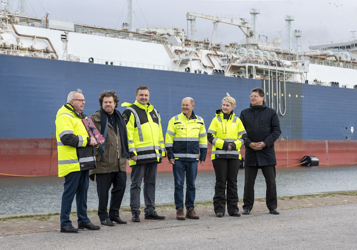 Offical Start of Operation Floating LNG Liquified Natural Gas Platform Neptune. Lubmin Harbour, Germany. January 2023.