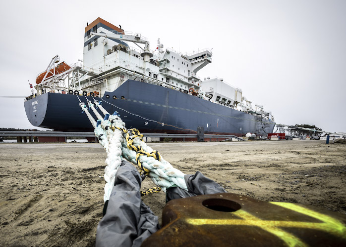 Floating Liquified Natural Gas LNG Terminal Neptune. Lubmin Harbour, Germany January 2023