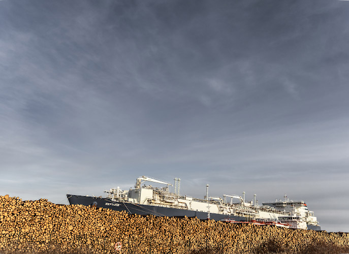 Floating LNG Terminal Neptune at Lubmin Inner Harbour. Germany 2023