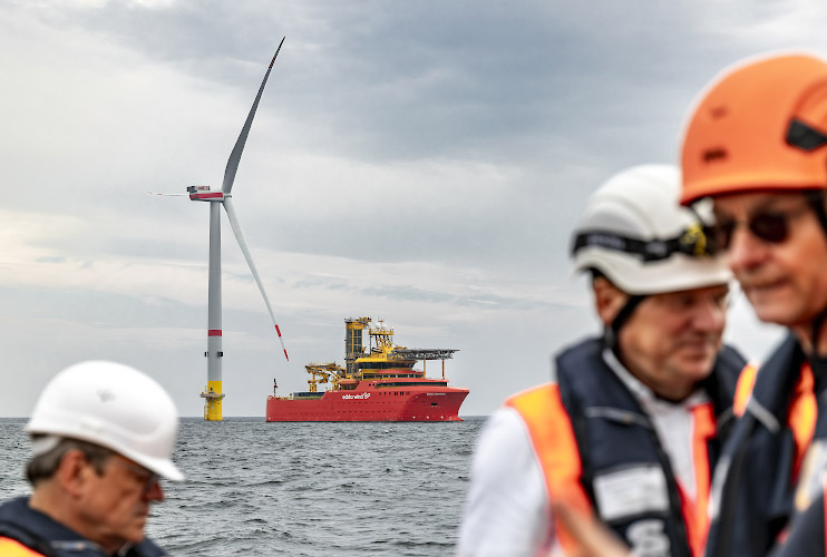 Iberdrola Offshore Windpark Baltic Eagle. Serviceboat Edda Nordri, Netzandindung 50Hertz. Deutsche Ostsee Sommer 2024