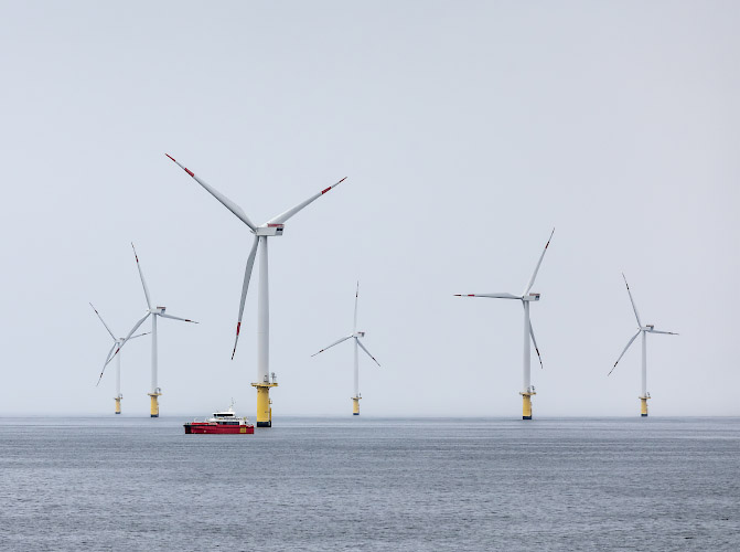 RWE Offshore Windfarm Amrumbank West. Deutsche Nordsee vor Helgoland 2023
