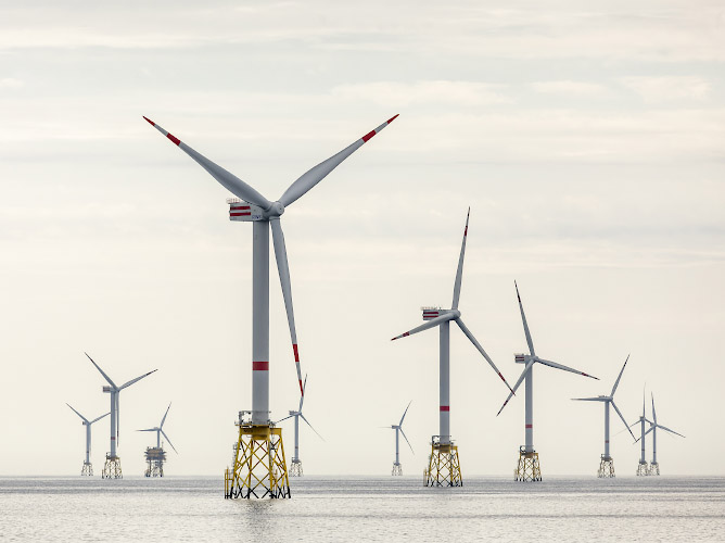 RWE Offshore Windfarm Nordsee Ost. Deutsche Nordsee vor Helgoland 2023