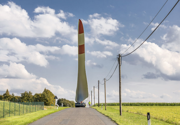 Transport Rotorblatt in Windpark Illmersdorf 2023