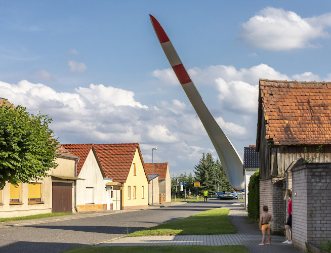 Transport NORDEX Rotorblatt in Windpark Illmersdorf 2023