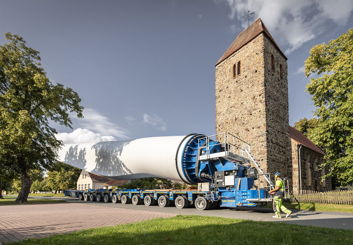 Transport Rotorblatt in Windpark Illmersdorf 2023