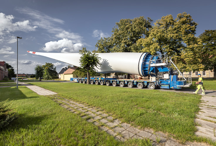 Transport Rotorblatt in Windpark Illmersdorf 2023