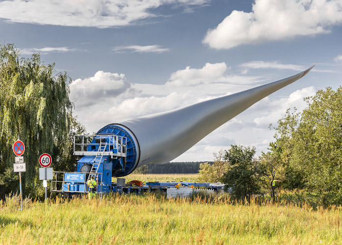 Transport Rotorblatt in Windpark Illmersdorf 2023