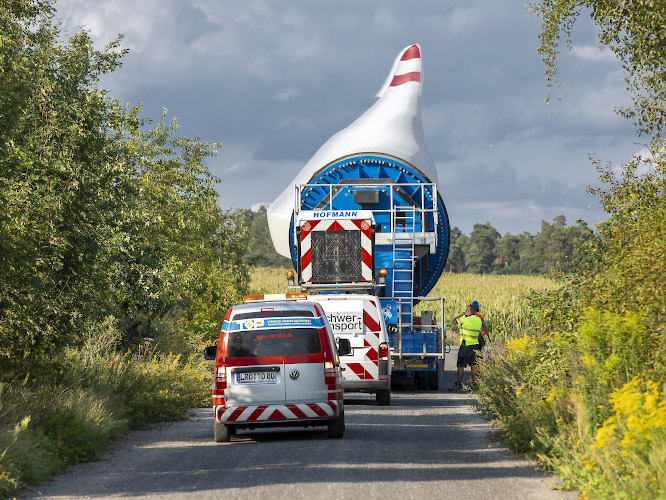 Transport Rotorblatt in Windpark Illmersdorf 2023