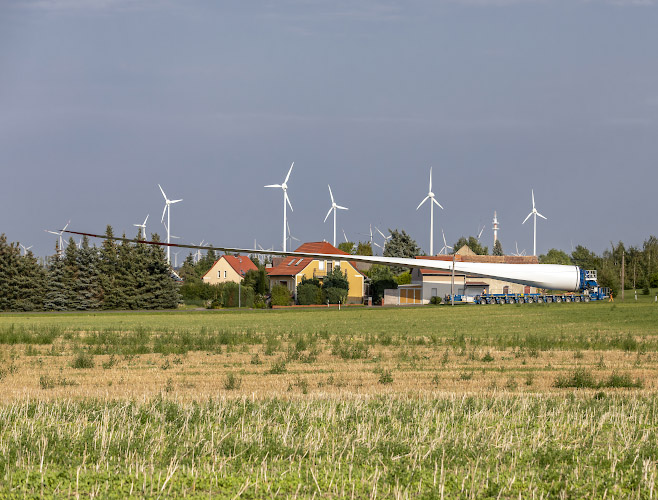 Transport Rotorblatt in Windpark Illmersdorf 2023