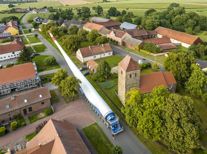 Transport Rotorblatt in Windpark Illmersdorf 2023