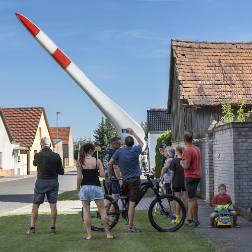 Transport NORDEX Rotorblatt in Windpark Illmersdorf 2023