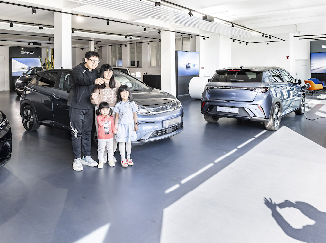 BYD Auto Company Limited. Build Your Dreams at latest Store including fancy Showroom in Berlin Spandau. Germany 2024