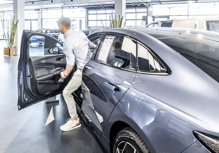 BYD Auto Company Limited. Build Your Dreams at latest Store including fancy Showroom in Berlin Spandau. Germany 2024