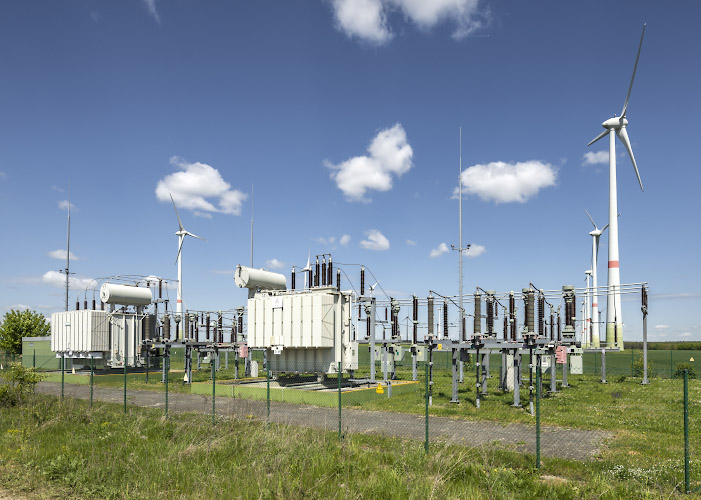 Umspannwerk im Energieautarken Dorf Feldheim. Deutschland 2025