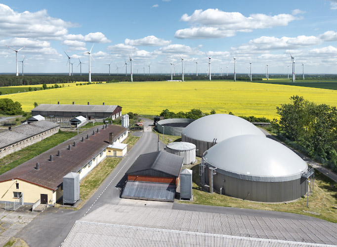Biogasanlage. Energieautarkes Dorf Feldheim. Deutschland 2025