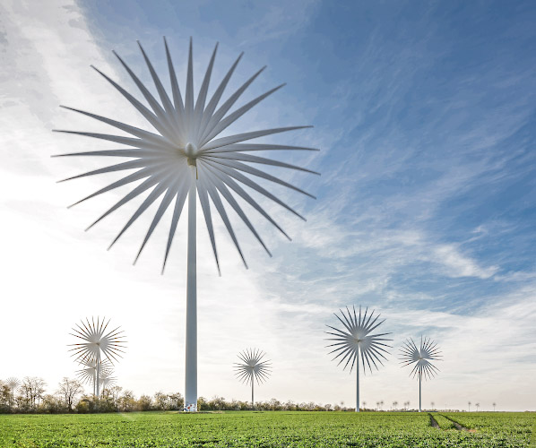Windy Flowers, Palm Trees and Dandelions. Windenergie im Land Brandenburg, Germany. Spring 2026