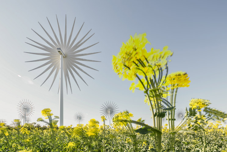 Windy Flowers, Palm Trees and Dandelions. Windenergie im Land Brandenburg, Germany. Spring 2026