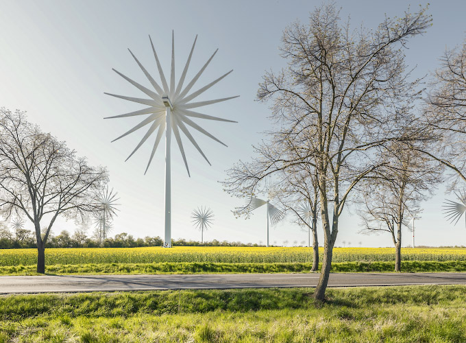 Windy Flowers, Palm Trees and Dandelions. Windenergie im Land Brandenburg, Germany. Spring 2026