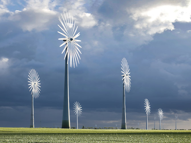 Windy Flowers, Palm Trees and Dandelions. Windenergie im Land Brandenburg, Germany. Spring 2026
