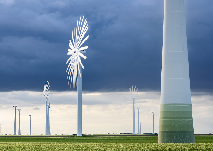 Windy Flowers, Palm Trees and Dandelions. Windenergie im Land Brandenburg, Germany. Spring 2026