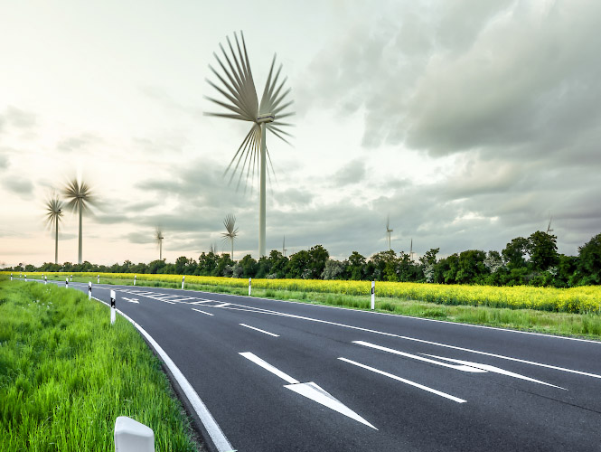 Windy Flowers, Palm Trees and Dandelions. Windenergie im Land Brandenburg, Germany. Spring 2026
