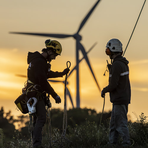 HiWork Industriekletterer Firma im Windpark Beeskow. Brandenburg Deutschland 2026