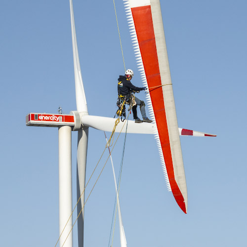 HiWork Industriekletterer Firma im Windpark Beeskow. Brandenburg Deutschland 2026